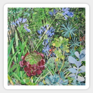 Garden with agapanthus from gouache painting by Jo Reitze Sticker